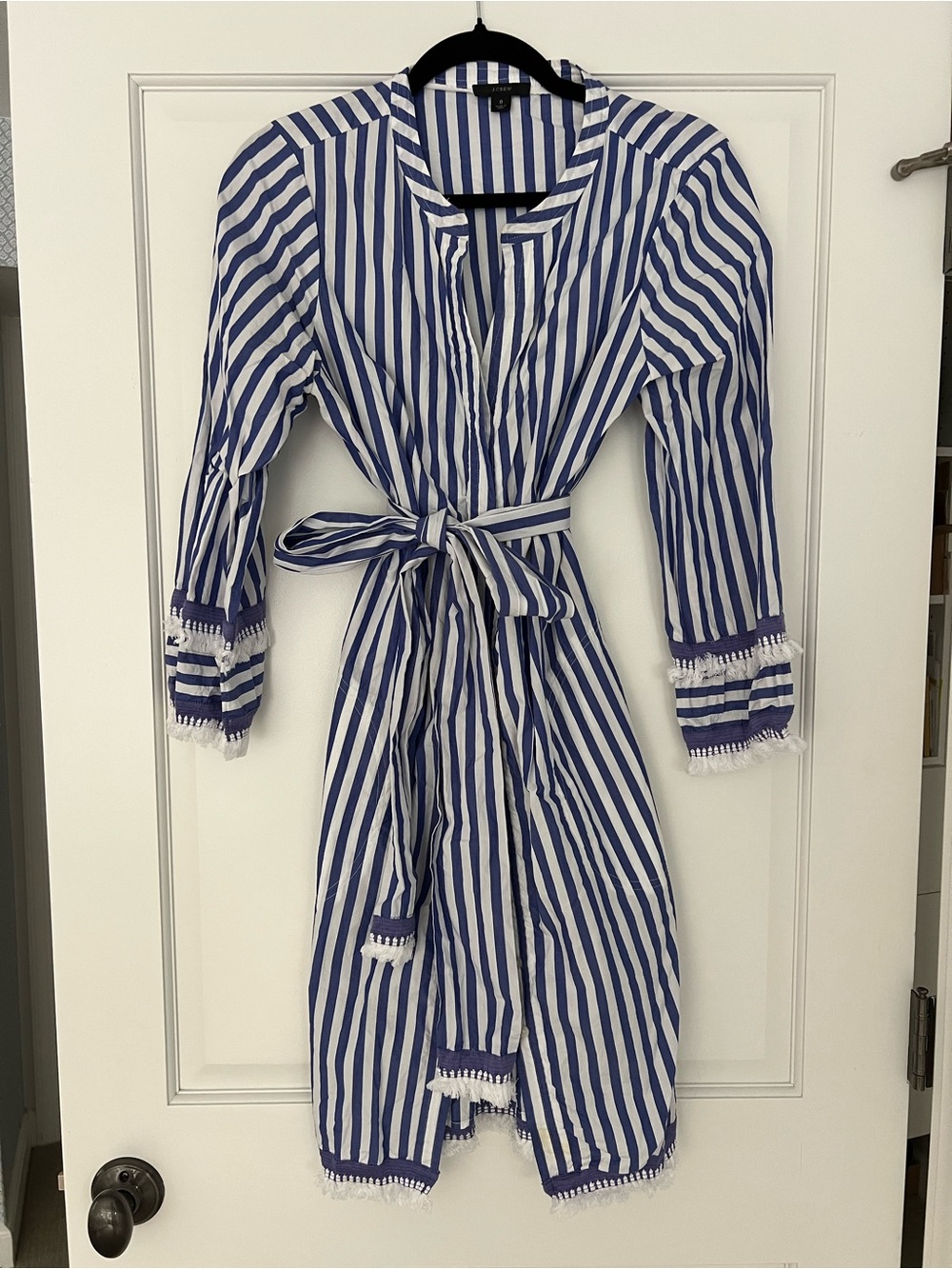 J Crew Blue and White Cabana-Style Shirt Dress, size 8